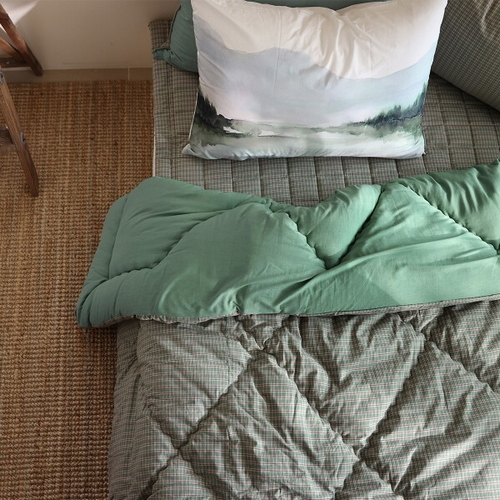 벨라이프 체크 자가발열 차렵이불 풀세트 (슈퍼싱글 SS)_이미지