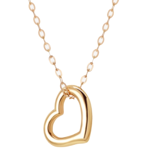 모아르 14K 목걸이 할로우 하트 펜던트_이미지