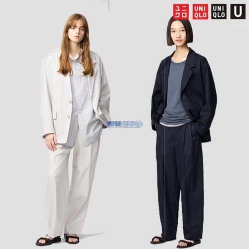 유니클로 U 코튼 블렌드 턱 와이드 팬츠 476945 컬러 2종