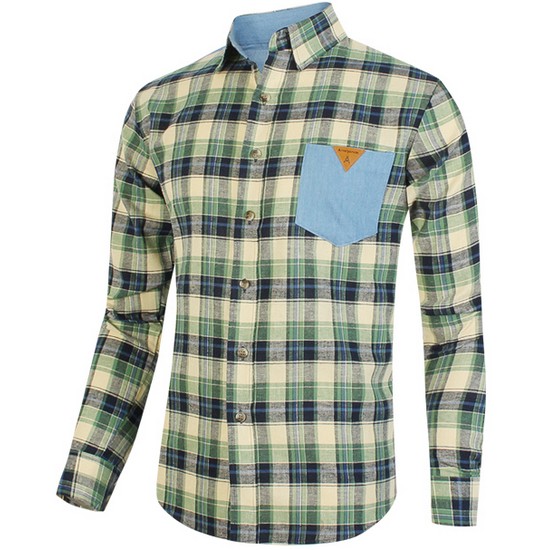 필골드 아뜰리에 숄더 배색 체크 슬림핏 셔츠 MS206_이미지