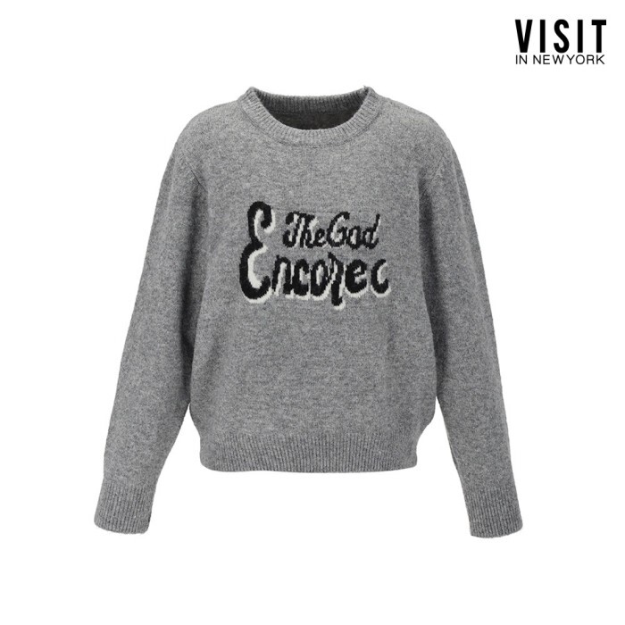 VISIT IN NEWYORK 울 블렌드 레터링 스웨터 VACLK62