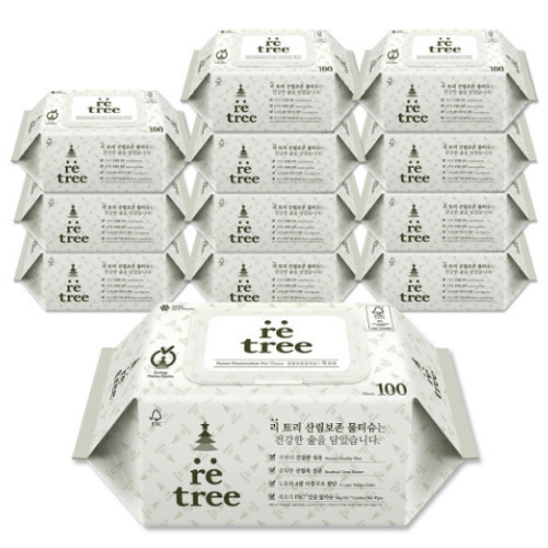 한울생약 산림보존 물티슈 캡형 100매 (12팩)