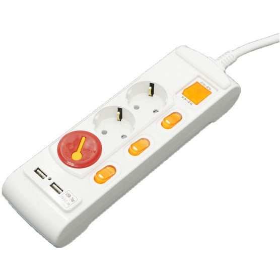 거성산업 지앤탭 3구 메인 개별스위치 USB 절전형 멀티탭 2개