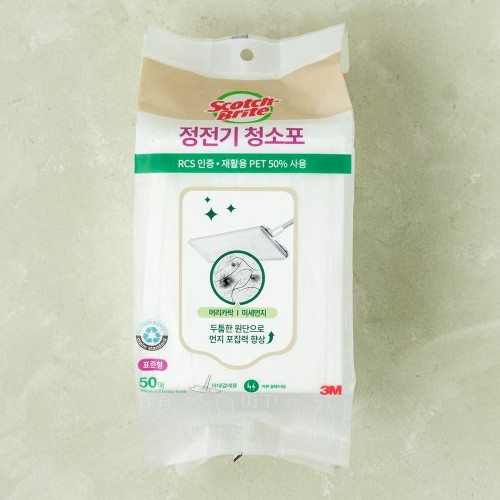 3M 스카치브라이트 리싸이클 정전기 청소포 표준형 50매 (1개)_이미지