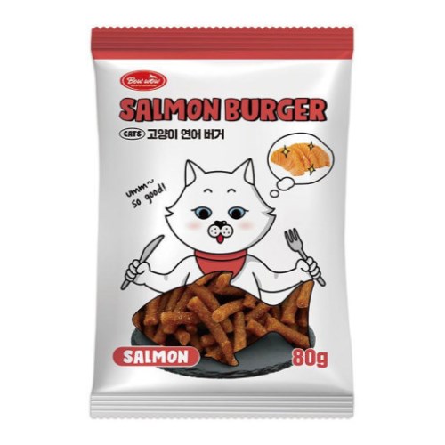 바우와우 고양이 연어 버거 80g (1개)_이미지