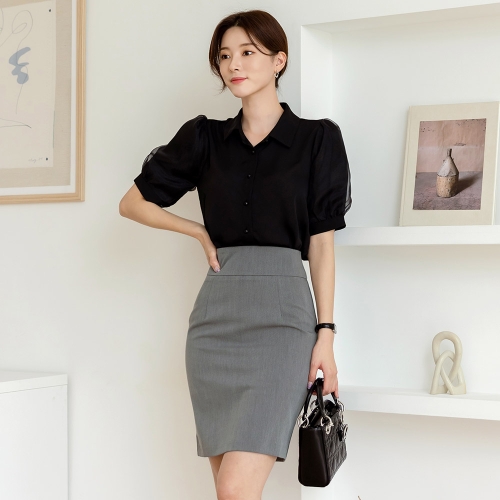 코린 오간자 퍼프 블라우스 CLLBB45