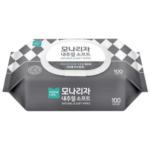모나리자 내추럴 소프트 물티슈 캡형 100매 (4팩)_이미지