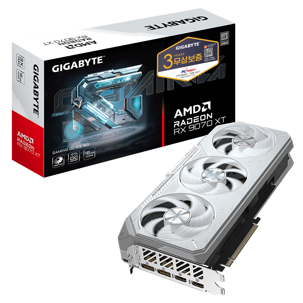 GIGABYTE 라데온 RX 9070 XT GAMING OC ICE D6 16GB 피씨디렉트_이미지