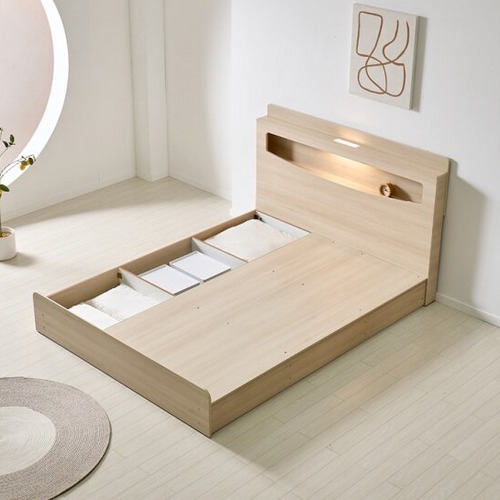 트리플 소피아 평상형 수납 LED침대 Q (투인스본넬)_이미지