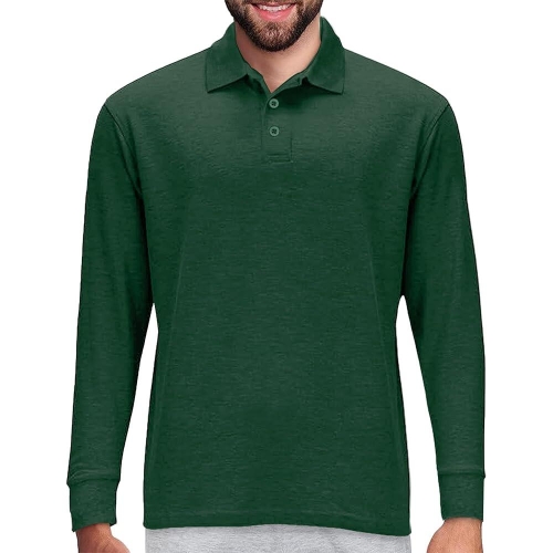 프리미엄 Wear 남성용 긴소매 폴로 셔츠, 스테인 가드 헌터 그린, 3X-Large_167809