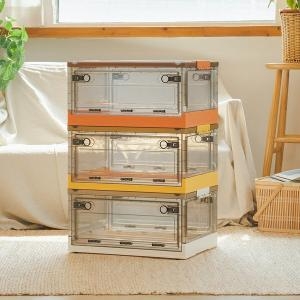 생활살림 다용도 정리 수납 투명 상자 적층 오픈형 폴딩 박스_이미지