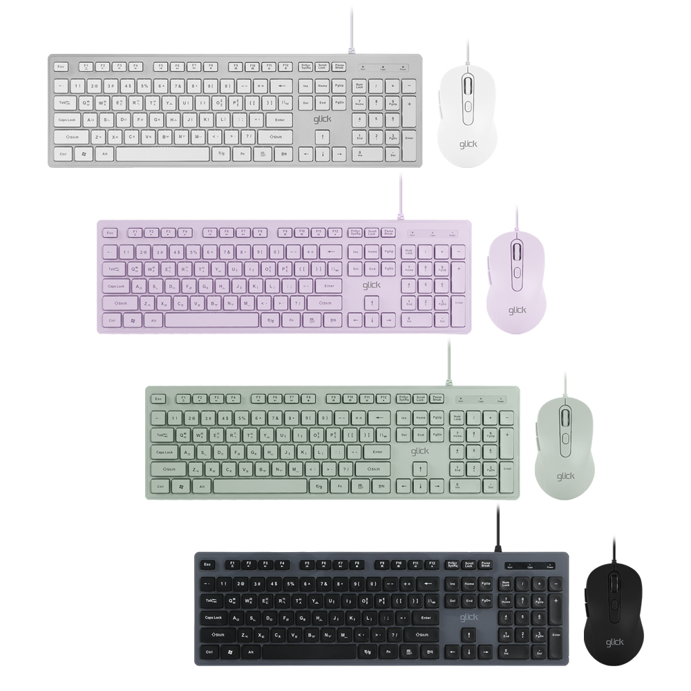 지클릭커 OFFICEPRO GMK-300 저소음 키보드 마우스 세트 (그린)