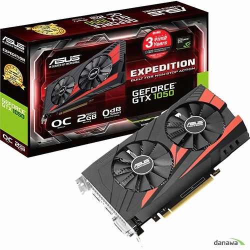 ASUS EX 지포스 GTX1050 O2G D5 2GB 이엠텍