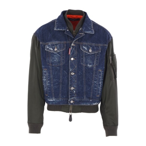 디스퀘어드2 데님 나일론 패디드 봄버 재킷 S71AN0611 D30011470