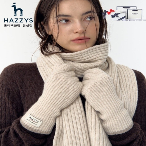 LF 헤지스 여성 베이지 라인배색 캐시미어혼방 핑거홀 장갑 HIGV4F701I2