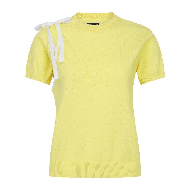 세인트앤드류스 배색 스트랩 타공 반팔 니트 821D2SR308_YL_이미지