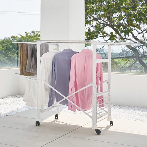 라인 화이트 접이식 빨래건조대