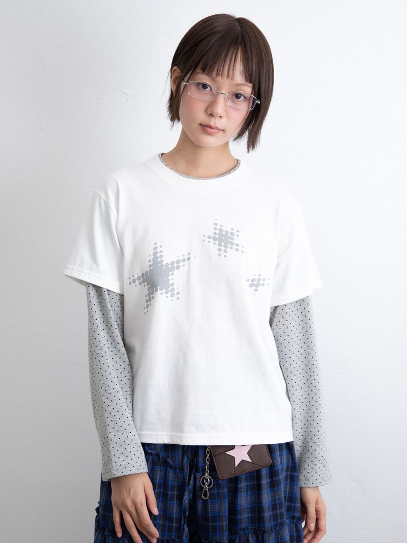 이스트쿤스트 STAR DOT LAYERD L/S TEE CHARCOAL IK2FFMT556A S