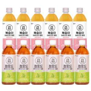 맥널티 제로 아이스티 복숭아 500mlx6입 + 청포도 500mlx6입