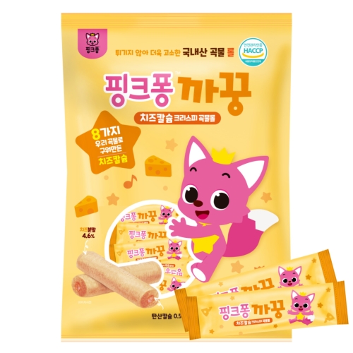 개미식품 핑크퐁 까꿍 치즈 칼슘 크리스피 곡물롤 120g (8개)_이미지