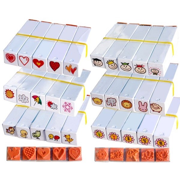 PVC 출석도장 5pcs 날씨도장 출결휴토일 동물도장