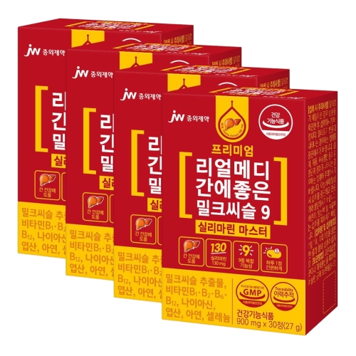 JW중외제약 프리미엄 간에좋은 밀크씨슬 9 실리마린 마스터 30정 (4개)_이미지
