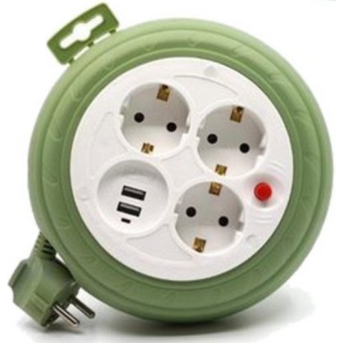 러그박스 3구 USB 캠핑릴선 민트 (3m)