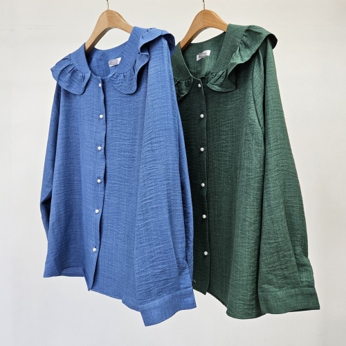 아이우먼 빅사이즈프릴블라우스 S930L412 프릴콩단추오픈블라우스 BG