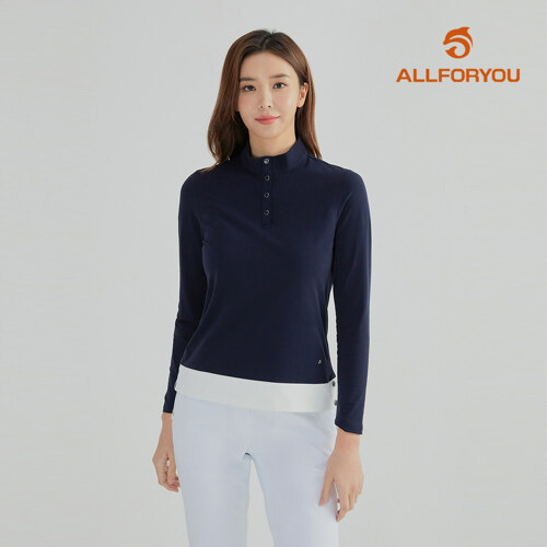 올포유 솔리드 배색 반버튼 하이넥 티셔츠 AWTHL7171-915이미지입니다. 누르면 해당 게시물로 새창이동합니다.