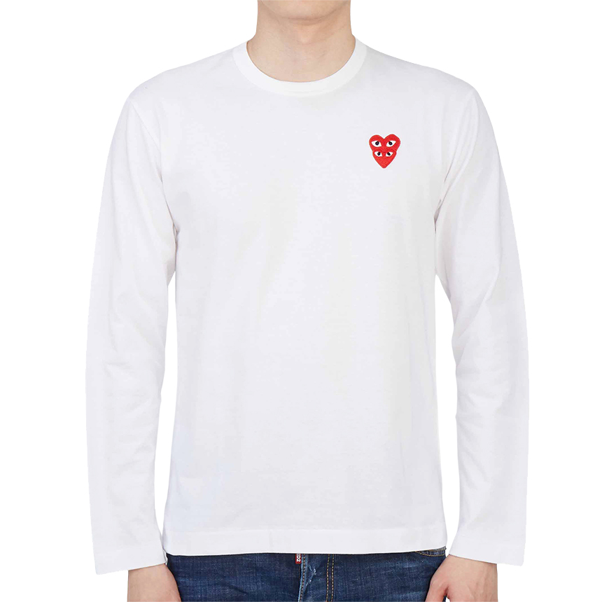 꼼데가르송 더블하트 와펜 긴팔티셔츠 AZT292 0512