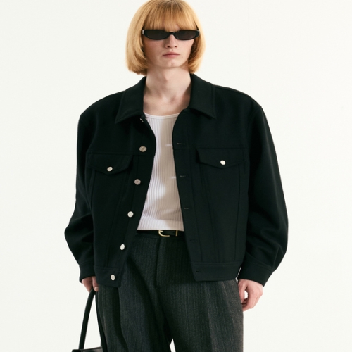 TNGT Wool Blended Trucker Jacket Black TNJU5F103BK_이미지