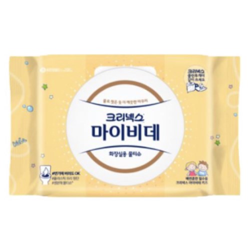 크리넥스 마이비데 키즈 화장실용 물티슈 캡형 42매 (32팩)_이미지