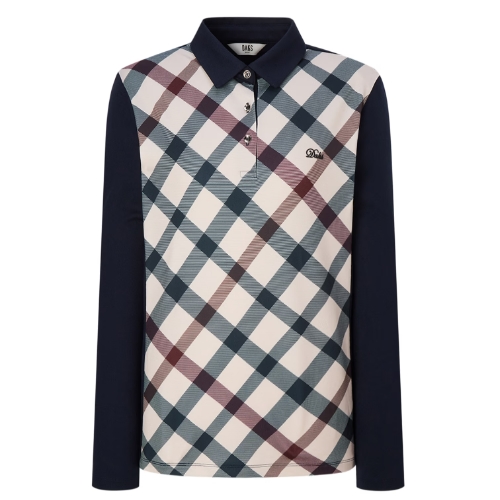 닥스골프 체크 스트레치 필드 긴팔 폴로 티셔츠 WNTS4D901N3_이미지