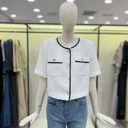 라인 배색 반팔 자켓 E242PSF168_CA