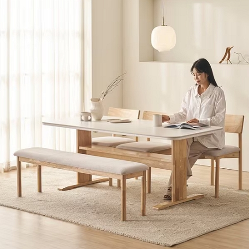 삼익가구 아워브 리빙다이닝 세라믹 원목 식탁 1800 (의자3개+벤치1개)