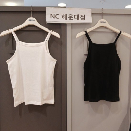 NC 여아 면100% 끈나시 검정+아이보리 2장 세트 OHRA25A51 믹스 150