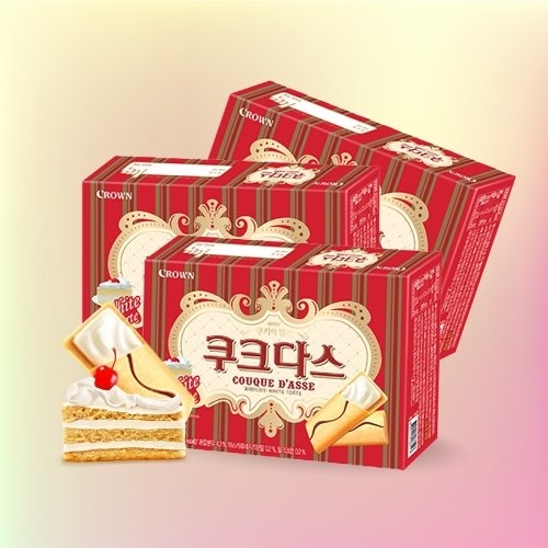 크라운제과 쿠크다스 화이트토르테 회사 간식 288g (3통)_이미지