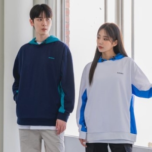 앨빈클로 사이드 컬러 블록 오버핏 후드티 DLX737 4 COLOR_이미지