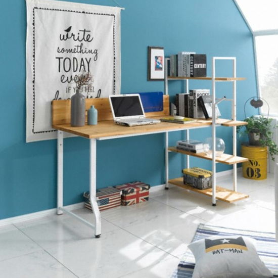 아름이와다움이 나르샤 소나무원목 스틸 4단 h형 책상세트 (900x620)_이미지