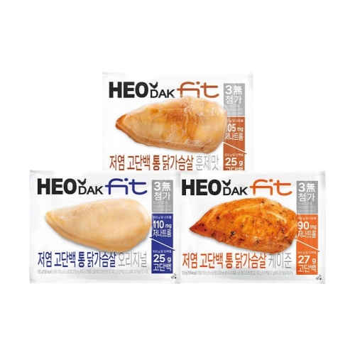허닭 저염 고단백 통 닭가슴살 100g 3종 (30개)