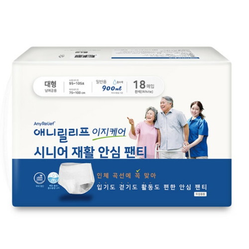 이앤더블유 애니릴리프 이지케어 시니어 재활 안심 팬티 대형 18개