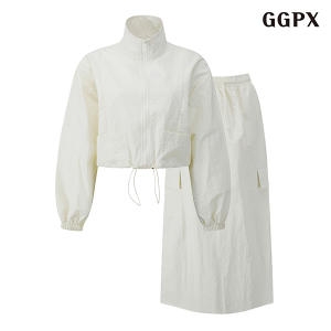  GGPX 스트링 집업 자켓 투포켓 밴딩 롱 스커트 셋업 GOCOW013D