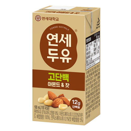 연세유업 고소한 아몬드&잣 두유 고단백 190ml (24개)_이미지