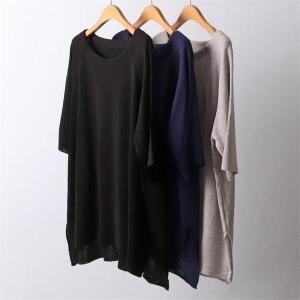 강물처럼 빅사이즈사랑해요 I582L304 라운드넥니트반팔티 EB 10002783_이미지