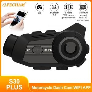 비모토 vimoto qlahxh5.1 블루투스 오토바이 헬멧 카메라 무선 헤드셋, 2K DVR 인터콤, 6 라이더 방수, 범