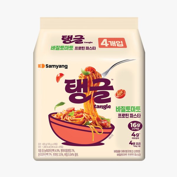 삼양식품 탱글 바질토마토 프로틴 파스타 105g이미지입니다. 누르면 해당 게시물로 새창이동합니다.