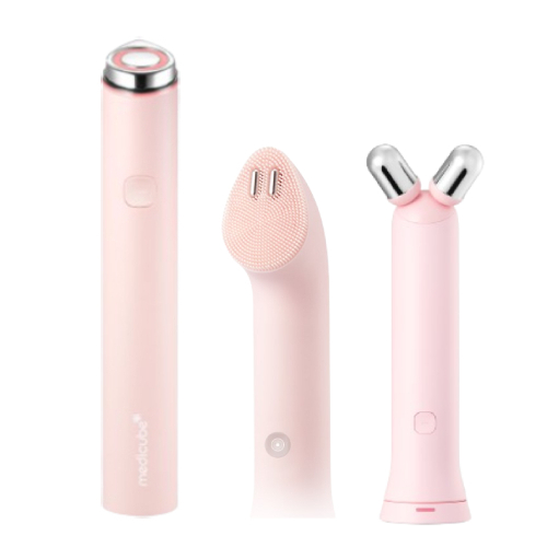 에이피알 메디큐브 에이지알 부스터 프로 미니 플러스 + 브이롤러&진동클렌저 헤드 (핑크)