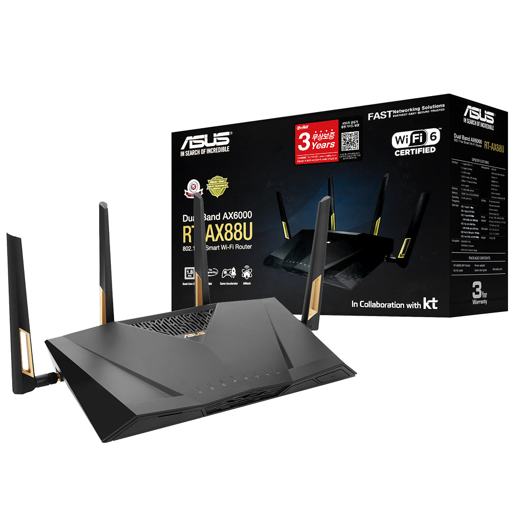 ASUS RT-AX88U 유무선공유기이미지입니다. 누르면 해당 게시물로 새창이동합니다.