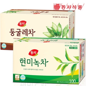 동서식품 현미녹차 100T+ 둥굴레차 100T /2종 세트/그린티/잎차/곡물차/뿌리차/숭늉맛/침출차/티백