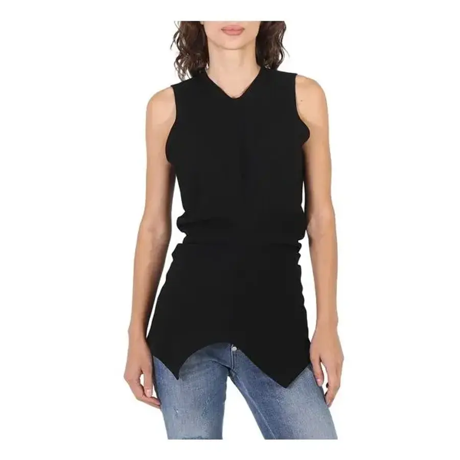 우먼 레이디 블랙 텍스처 Crepe Sleeveless Top Brand Size 0 R1934001-200 11